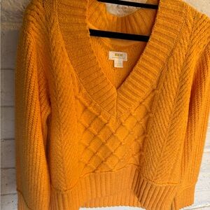 Anthropologie Maeve Women's V-Neck Sweater in Orange